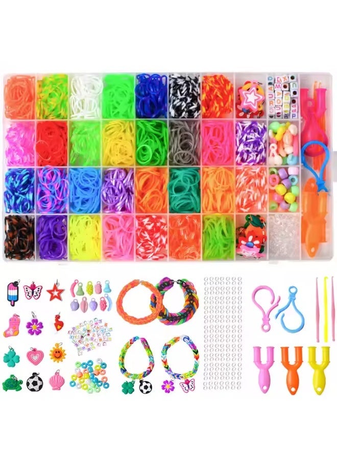 مجموعة صنع الأساور المطاطية العملاقة ومتعددة الألوان -  أدوات سهلة الاستخدام، هدية فنية مثالية لتنمية المهارات والإبداع للأولاد والبنات _ أدوات سهلة الاستخدام ومناسبة للأيدي الصغيرة _  عالم من الألوان والإبداع _ أساور ملونة - Image 1